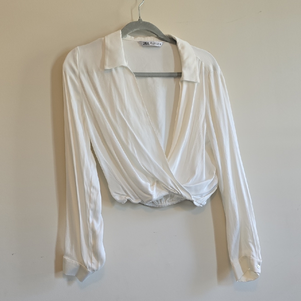 Zara White Wrap Blouse